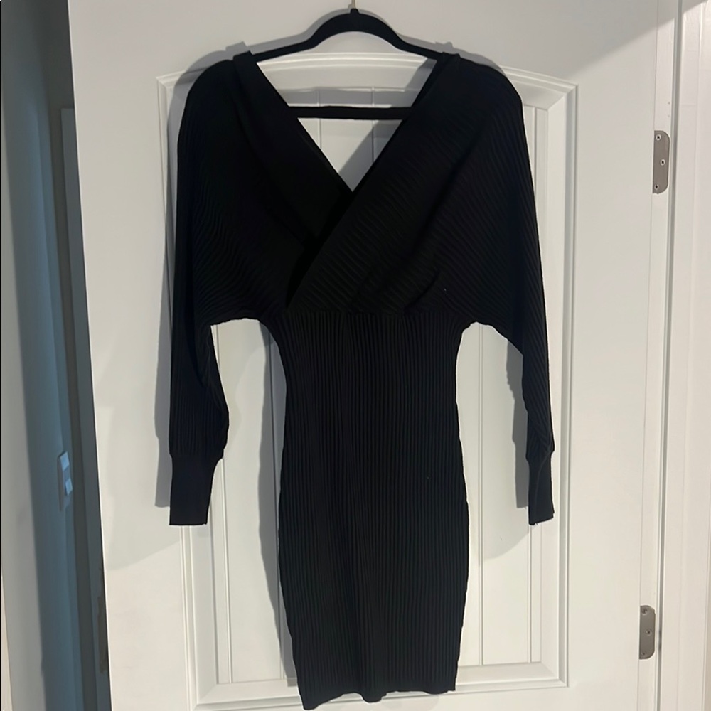 Elegant Black Ribbed Dress